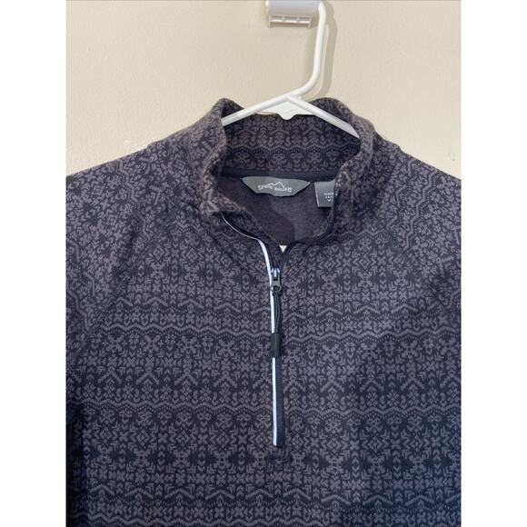 Eddie Bauer‎ Black/Gray Fair Isle Allover Geometric Zip Pullover Womens Medium - Picture 3 of 7